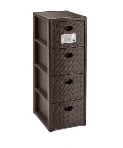 Stefanplast Cassettiera 4 posti Elegance Moka 30x40 H80 cm - Polipropilene - Super resistente - Fornita montata