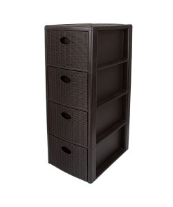 Stefanplast Cassettiera 4 posti Elegance Moka 30x40 H80 cm - Polipropilene - Super resistente - Fornita montata