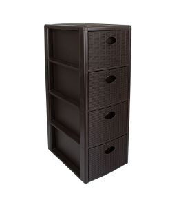 Stefanplast Cassettiera 4 posti Elegance Moka 30x40 H80 cm - Polipropilene - Super resistente - Fornita montata
