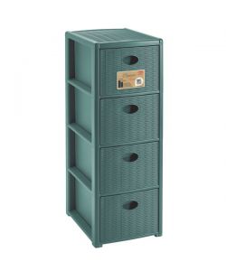 Stefanplast Cassettiera 4 posti Elegance Green 30x40 H 80 cm - Polipropilene riciclato - Super resistente - Fornita montata