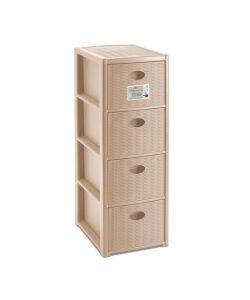 Stefanplast Cassettiera 4 posti Elegance Cashmere 30x40 H80 cm - Polipropilene - Super resistente - Fornita montata