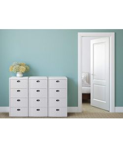 Stefanplast Cassettiera Elegance Bianca 4 Cassetti 40x40x80 cm - Design Intreccio - Contenitore Pratico e Funzionale
