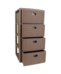 Stefanplast Cassettiera Elegance Tortora 4 Cassetti 40x40x80 cm - Design Intreccio - Contenitore Pratico e Funzionale