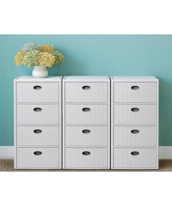 Stefanplast Cassettiera Elegance 4 Cassetti Grigia 40x40x80 cm - Mobile Versatile in Midollino
