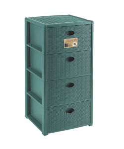 Stefanplast Cassettiera 4 posti Elegance Green 40x40 H80 cm - Polipropilene Riciclato - Super Resistente - Fornita Montata