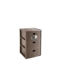 Stefanplast Cassettiera 3 posti Elegance Tortora 40x40 H 60 cm - Polipropilene - Super resistente - Fornita montata - 4 ruote