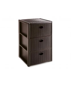 Stefanplast Cassettiera 3 posti Elegance Moka 40x40 H60 cm - Polipropilene - Super resistente - Fornita montata