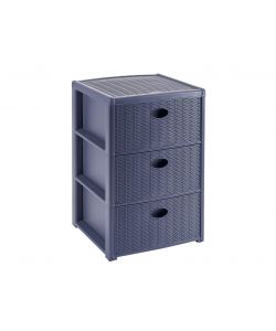 Stefanplast Cassettiera 3 posti Elegance Blu Navy 40x40 H 60 cm - Polipropilene - Super resistente - Fornita montata