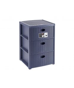 Stefanplast Cassettiera 3 posti Elegance Blu Navy 40x40 H 60 cm - Polipropilene - Super resistente - Fornita montata