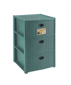 Stefanplast Cassettiera 3 posti Elegance Green 40x40 H 60 cm - Polipropilene riciclato - Super resistente - Fornita montata