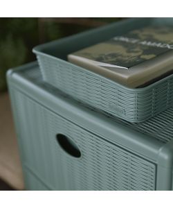 Stefanplast Cassettiera 3 posti Elegance Green 40x40 H 60 cm - Polipropilene riciclato - Super resistente - Fornita montata