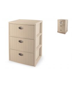 Stefanplast Cassettiera 3 posti Elegance Cashmere 40x40 H60 cm - Polipropilene - Super resistente - Fornita montata - 4 ruote