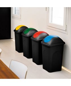 Stefanplast Pattumiera Basculante 60L Nero Verde 39x39x68 cm