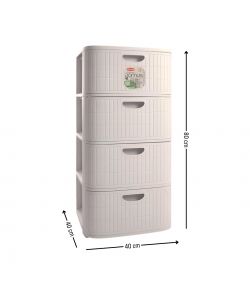 Stefanplast Cassettiera Domus in Plastica Bianca 4 Cassetti - H80 cm