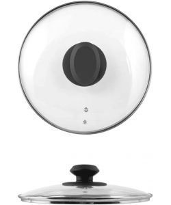 Home Coperchio rotondo 16 cm in vetro e acciaio inox argento