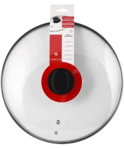 Home Coperchio Vetro Trasparente Bordo Inox 20 cm Rotondo Cucina