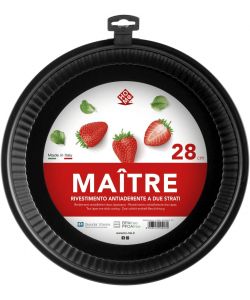 Home Stampo Crostata Antiaderente 28 cm Rotondo Nero in Metallo