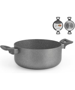 H&H Casseruola Antiaderente Grigia 24 cm per Induzione e Gas