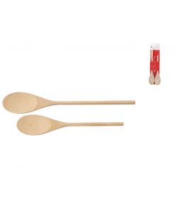 HOMe Set 2 Cucchiai in Legno di Faggio Naturale - 25/30 cm