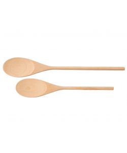 HOMe Set 2 Cucchiai in Legno di Faggio Naturale - 25/30 cm