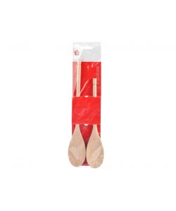 HOMe Set 2 Cucchiai in Legno di Faggio Naturale - 25/30 cm