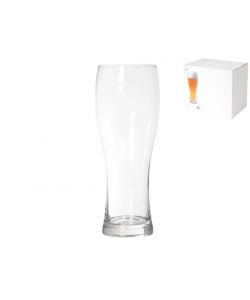 H&H Bicchiere Birra Weizen 500ml Vetro Trasparente Set 6 Pezzi