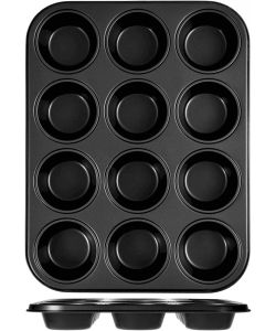 Home Stampo Muffin Antiaderente 12 Posti Nero 35x27x3.5 cm