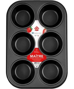 Home Stampo Muffin Maitre 6 Posti Antiaderente Nero 27x18,5 cm