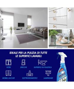 Vetril Detergente Spray Multiuso Ammoniaca 650ml per Vetri e Superfici