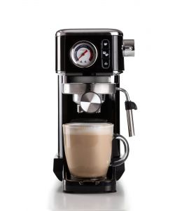 Ariete Macchina Caffè Espresso Slim 1300W Nero con Maxi-Cappuccino