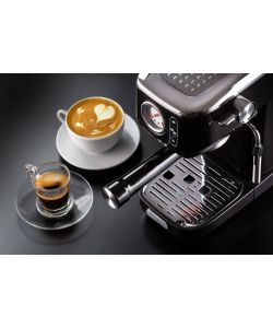 Ariete Macchina Caffè Espresso Slim 1300W Nero con Maxi-Cappuccino