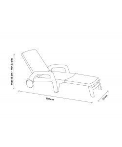 Lettino Pieghevole Cancun Bianco 72x190 cm con Ruote e Schienale Regolabile