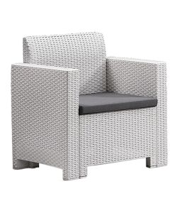 Bica Set Nebraska Rattan Bianco - Tavolino Contenitore, Divanetto, 2 Poltroncine