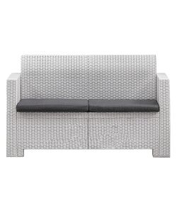 Bica Set Nebraska Rattan Bianco - Tavolino Contenitore, Divanetto, 2 Poltroncine
