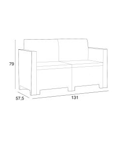 Bica Set Nebraska Rattan Bianco - Tavolino Contenitore, Divanetto, 2 Poltroncine