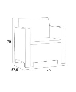 Bica Set Nebraska Rattan Bianco - Tavolino Contenitore, Divanetto, 2 Poltroncine