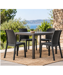 Sedia da Giardino Effetto Rattan Antracite Impilabile in Polipropilene 47x59x86 cm
