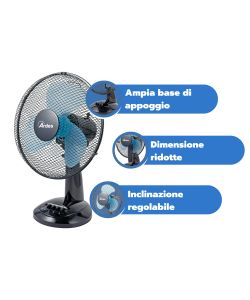 Ardes Ventilatore da Tavolo 40W D.30cm - Nero e Turchese - 3 Velocit