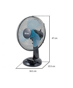 Ardes Ventilatore da Tavolo 40W D.30cm - Nero e Turchese - 3 Velocit