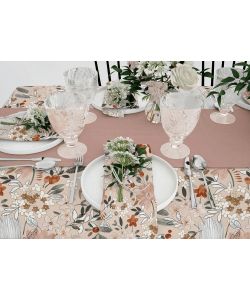 Tovaglia antimacchia floreale 140x200 cm caramello