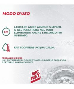 Wc Net Disgorgante Gel Professionale Turbo 500 ml per Scarichi