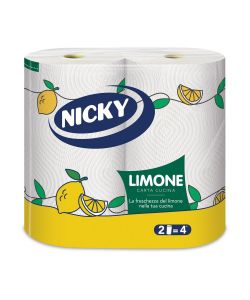 Nicky Carta Cucina Limone 2pz - Maxi Rotoli Assorbenti Profumati Bianco