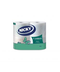 Nicky Carta Igienica Fashion 4 Veli Bianco 4 Rotoli Profumo Talco