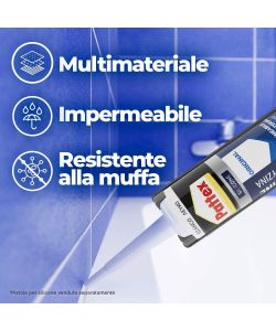 Pattex Silicone Cucine & Sanitari - Bianco 290 ml - Resistente Muffa e Umidit