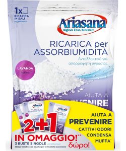 Ariasana Ricarica Assorbiumidit 3 x 450 g Lavanda - 2 Buste + 1 Omaggio