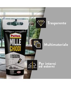 Pattex Adesivo Millechiodi Crystal trasparente 90g per montaggio oggetti