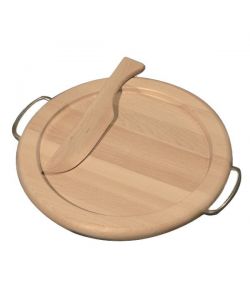 Tagliere Legno Tondo C/Coltello Incav Cm 35 Checco