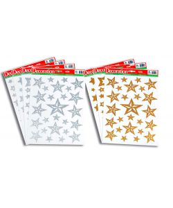 Adesivi di Natale - Stelle Glitter Argento e Oro - 22 x 32 cm