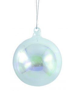 Giocoplast Pallina di Natale in Vetro - Bianco Iridescente - D. 80 mm