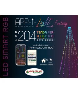 GIOCOPLAST Tenda luminosa LED RGB per albero Natale 180cm 204 LED